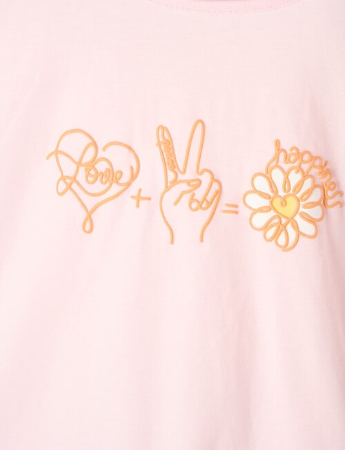 Sleep Squad Peace + Love = Happiness Knit Short PJ Set, Pink, 8-16 product photo View 02 L