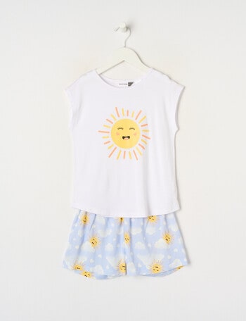 Sleep Mode Ray Of Sunshine Knit Viscose PJ Set, Sunshine & Sky, 2-8 product photo