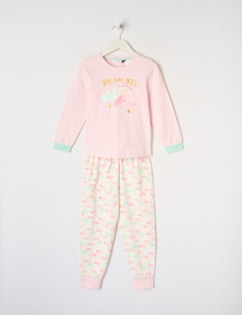 Sleep Mode Rainbow Knit Long PJ Set, Pink, 3-8 product photo