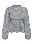 ONLY Nomi Long Sleeve High Neck Check Shirt, Blue Fog product photo