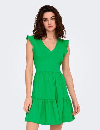 ONLY May Cap Sleeve Frill Dress, Kelly Green product photo