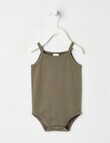 Teeny Weeny Essentials Stretch Cotton Singlet Bodysuit, Olive product photo