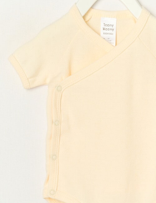 Teeny Weeny Pointelle Short-Sleeve Bodysuit, Hint of Lemon product photo View 02 L