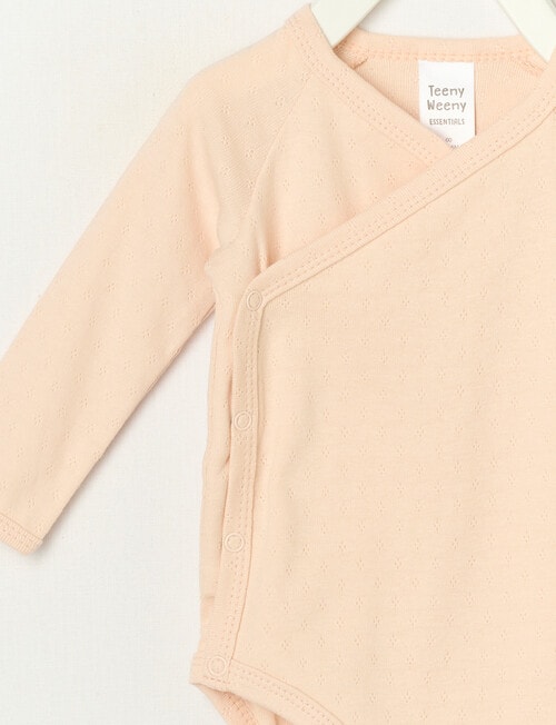 Teeny Weeny Pointelle Long-Sleeve Bodysuit, Hint of Pink product photo View 02 L