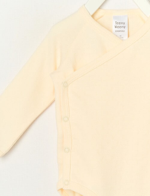 Teeny Weeny Pointelle Long-Sleeve Bodysuit, Hint of Lemon product photo View 02 L