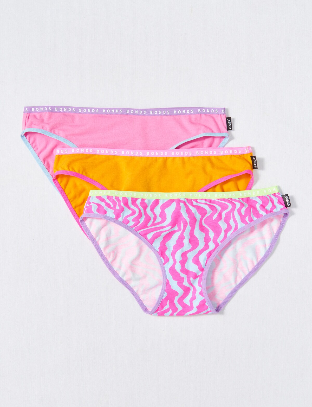 Bonds Girls' Size 8 Hipster Bikini Underwear Pack - Pink