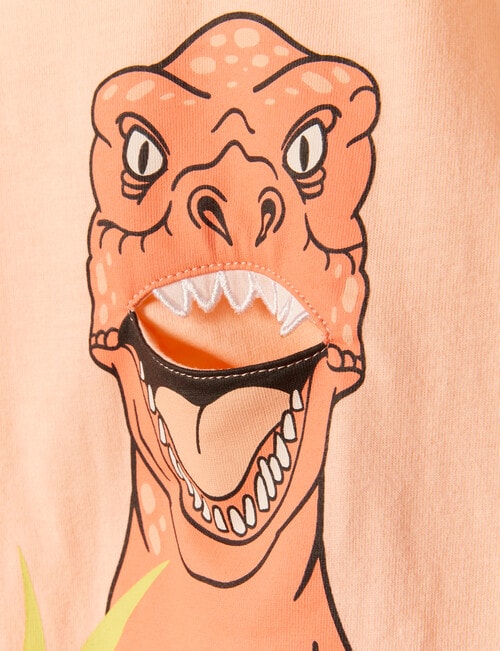 Mac & Ellie Dino 3D Mouth Short Sleeve Tee, Peach product photo View 02 L