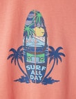 Mac & Ellie Surfboard Short Sleeve Tee, Bright Peach product photo View 02 S