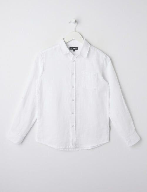 No Issue Roll-Up Long Sleeve Linen Shirt, White product photo