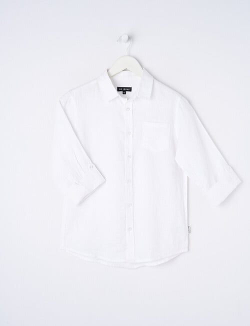 No Issue Roll Up Long Sleeve Linen Shirt, White product photo