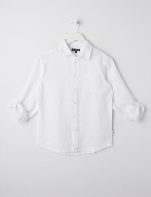 No Issue Roll-Up Long Sleeve Linen Shirt, White product photo View 02 L