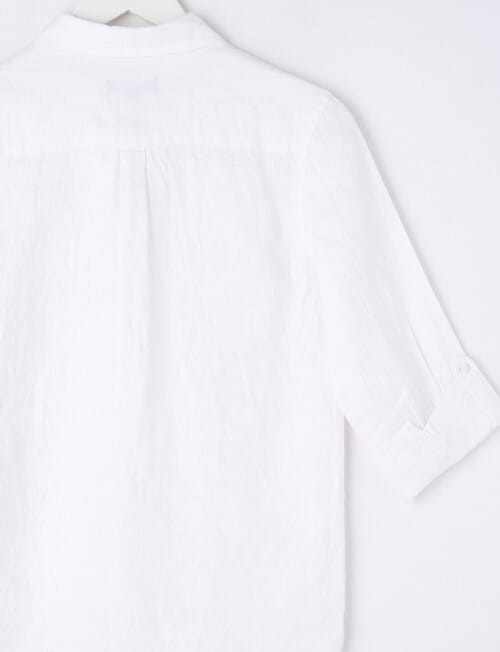 No Issue Roll Up Long Sleeve Linen Shirt, White product photo View 02 L