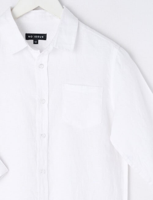 No Issue Roll Up Long Sleeve Linen Shirt, White product photo View 03 L