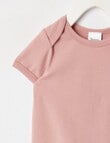 Teeny Weeny Essentials Stretch Cotton Short-Sleeve Bodysuit, Blush product photo View 02 S
