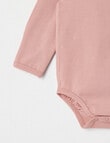 Teeny Weeny Essentials Stretch Cotton Long-Sleeve Bodysuit, Blush product photo View 03 S