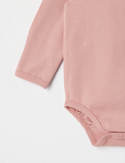 Teeny Weeny Essentials Stretch Cotton Long-Sleeve Bodysuit, Blush product photo View 03 L