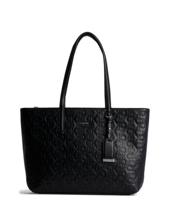 Calvin Klein Embossed Monogram Must Shopper MD Bag, Black product photo
