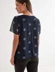 Oliver Black Bloom Spot Short-Sleeve Double Layer Top, Navy & White product photo View 02 S