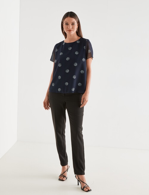 Oliver Black Bloom Spot Short-Sleeve Double Layer Top, Navy & White product photo View 03 L