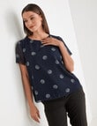 Oliver Black Bloom Spot Short-Sleeve Double Layer Top, Navy & White product photo View 04 S