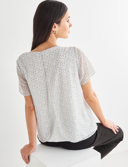 Oliver Black Print Short Sleeve Double Layer Top, White product photo View 02 L