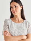 Oliver Black Print Short Sleeve Double Layer Top, White product photo View 04 S