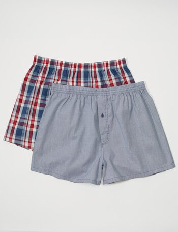 Chisel Cotton Boxer, 2-Pack, Blue, Red & White product photo