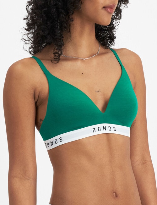 Bonds Originals Triangle Soft Cup Bra, Heritage Kelly Green, A-DD product photo View 02 L