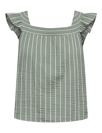 ONLY Nora Short Sleeve Open Back Top, Desert Sage product photo