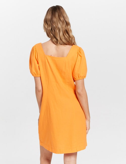 ONLY Vigga Short Sleeve Linen Dress, Orange Peel product photo View 03 L