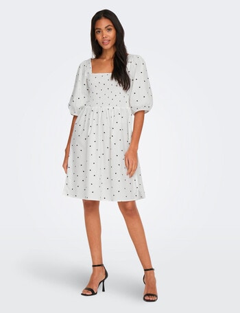 ONLY Brooklyn 2/4 Smock Dress, Bright White product photo