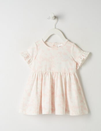 Teeny Weeny Flower Summer Time Frill-Sleeve Dress, Pink & White product photo