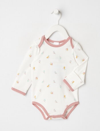 Teeny Weeny Essentials Stretch Cotton Long-Sleeve Bodysuit, Cream product photo