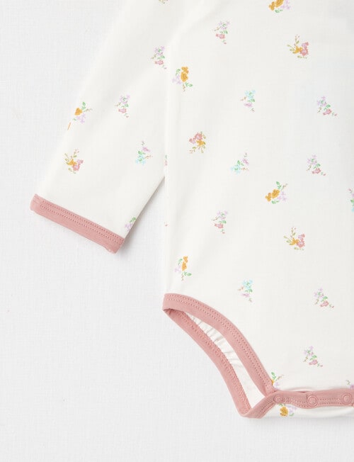 Teeny Weeny Essentials Stretch Cotton Long-Sleeve Bodysuit, Cream product photo View 03 L