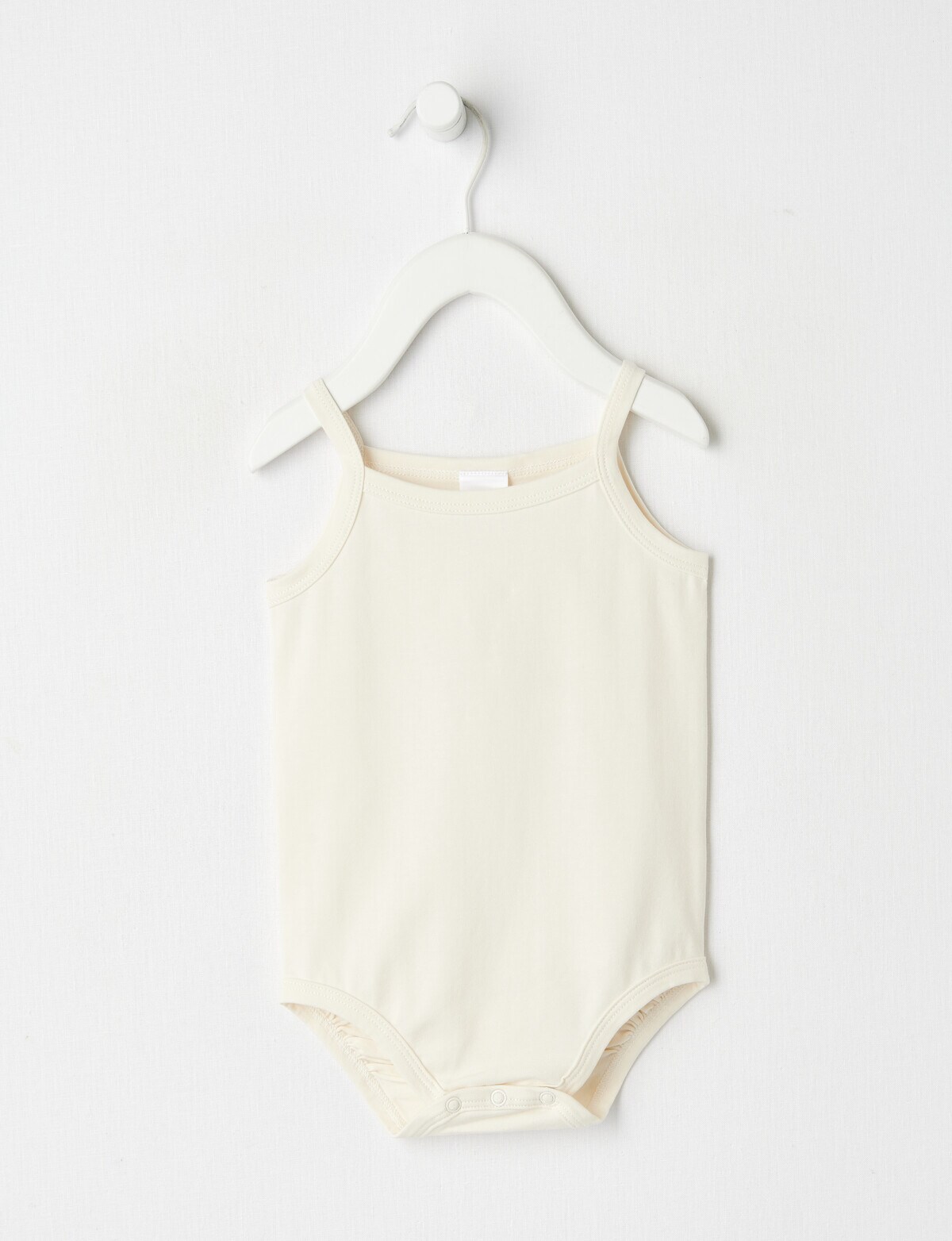 Teeny Weeny Essentials Stretch Cotton Singlet Bodysuit, Vanilla