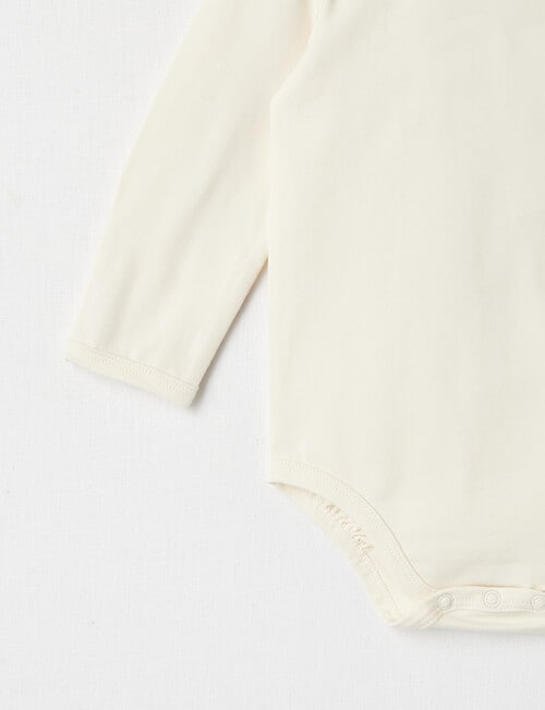 Teeny Weeny Essentials Stretch Cotton Long-Sleeve Bodysuit, Vanilla product photo View 03 L