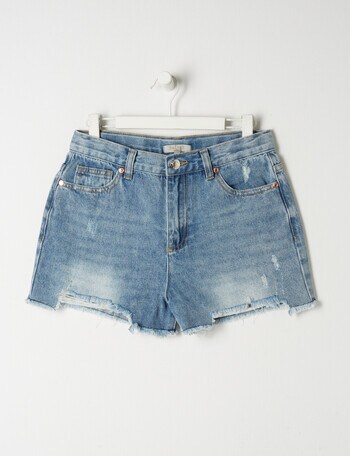Switch Denim High-Rise Distressed Short, Mid Blue product photo