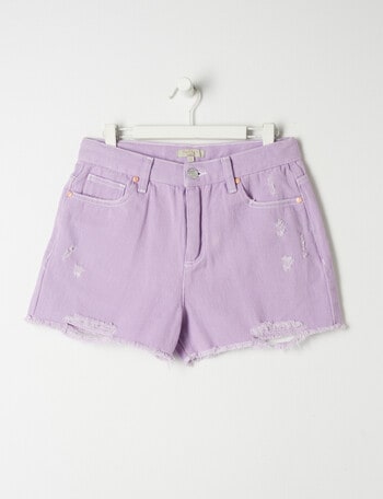 Switch Denim High-Rise Distressed Short, Lilac product photo