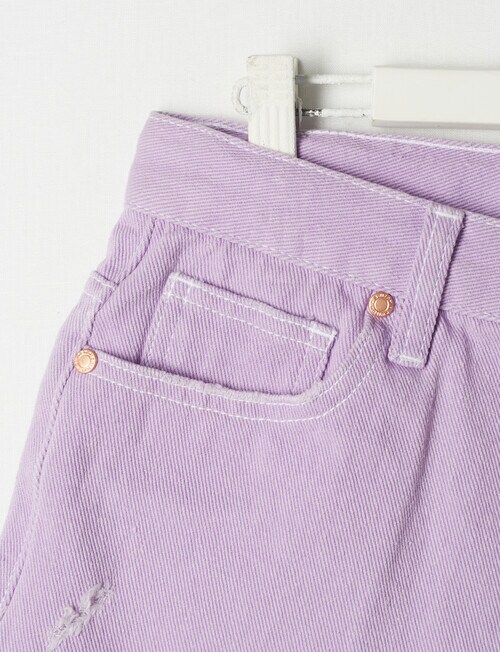 Switch Denim High-Rise Distressed Short, Lilac - Shorts