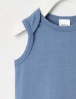 Teeny Weeny Essentials Stretch Cotton Sleeveless Bodysuit, Steel product photo View 02 S