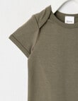 Teeny Weeny Essentials Stretch Cotton Short-Sleeve Bodysuit, Olive product photo View 02 S