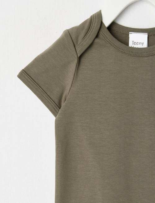 Teeny Weeny Essentials Stretch Cotton Short-Sleeve Bodysuit, Olive product photo View 02 L