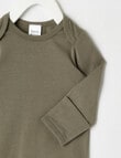 Teeny Weeny Essentials Stretch Cotton Long-Sleeve Bodysuit, Olive product photo View 02 S