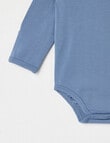 Teeny Weeny Essentials Stretch Cotton Long-Sleeve Bodysuit, Steel product photo View 03 S