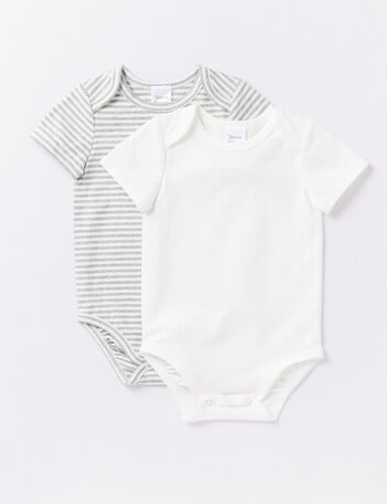 Teeny Weeny Essentials Stretch Cotton Short-Sleeve Bodysuit, 2-Pack product photo