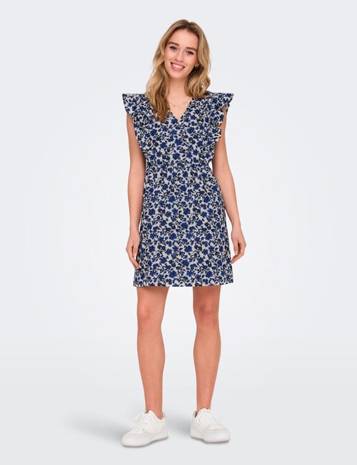 ONLY Lala Short Sleeve Dress, Dazzling Blue product photo View 03 L