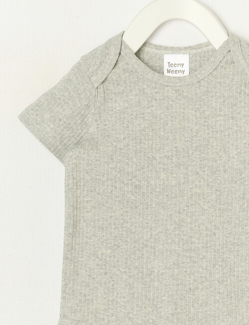 Teeny Weeny Rib Short Sleeve Bodysuit, Grey Marle product photo View 02 L
