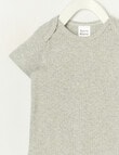 Teeny Weeny Rib Short Sleeve Bodysuit, Grey Marle product photo View 02 S