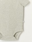 Teeny Weeny Rib Short Sleeve Bodysuit, Grey Marle product photo View 03 S
