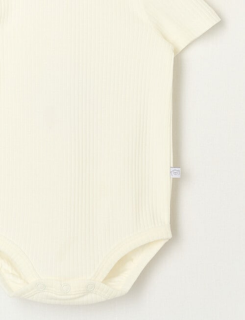 Teeny Weeny Rib Short-Sleeve Rib Bodysuit, White product photo View 03 L